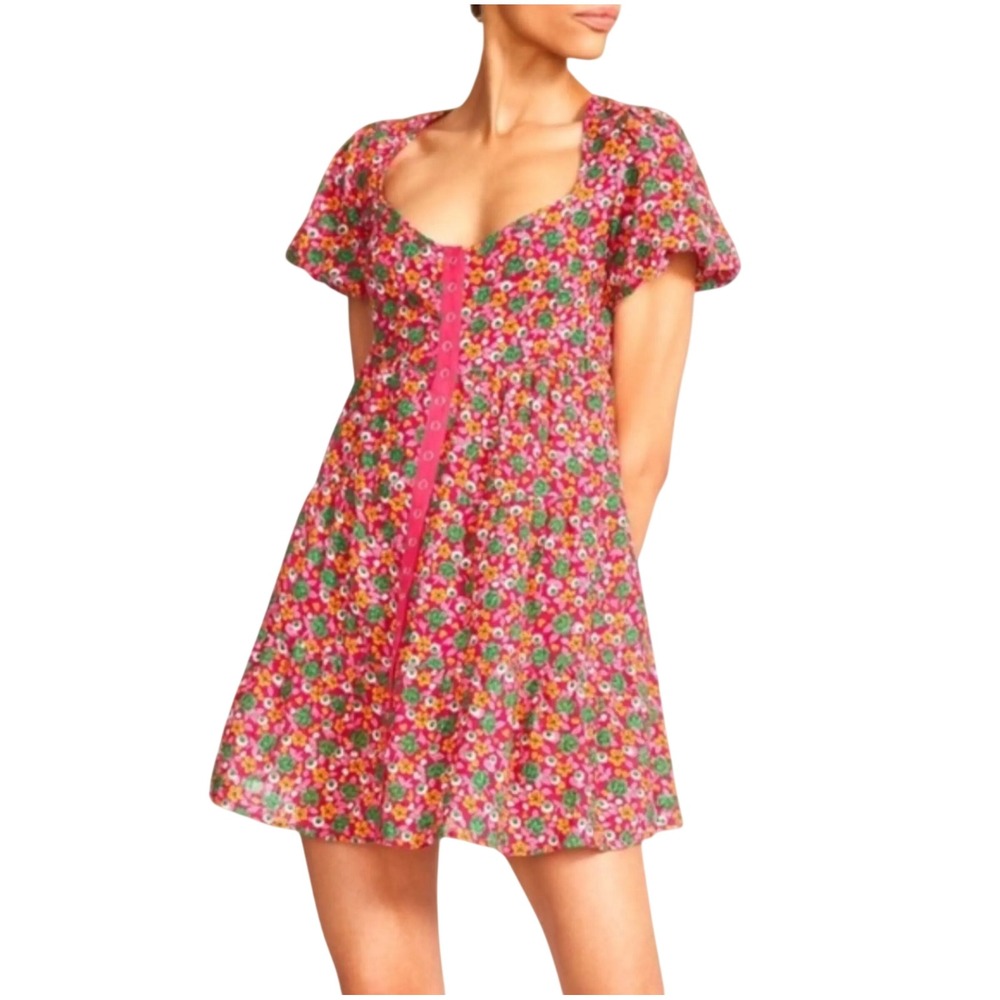 Betsey Johnson Dancing Ditsy Babydoll Dress Pink Floral JM208976 XS